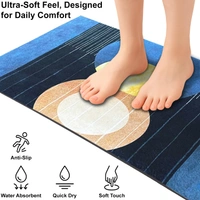 Luxe Home International Rubber Doormat Blue Moon Design Anti Slip Skid, Soft, Washable Door Mat for Home Entrance, Bathroom, Kitchen, Living Room, Office (35x58 cm) - 35x58, Multicolor