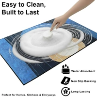 Luxe Home International Rubber Doormat Blue Moon Design Anti Slip Skid, Soft, Washable Door Mat for Home Entrance, Bathroom, Kitchen, Living Room, Office (35x58 cm) - 35x58, Multicolor