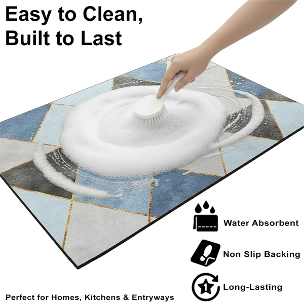 Luxe Home International Rubber Doormat Geometric Design Anti Slip Skid, Soft, Washable Door Mat for Home Entrance, Bathroom, Kitchen, Living Room, Office (35x58 cm) - 35x58, Multicolor