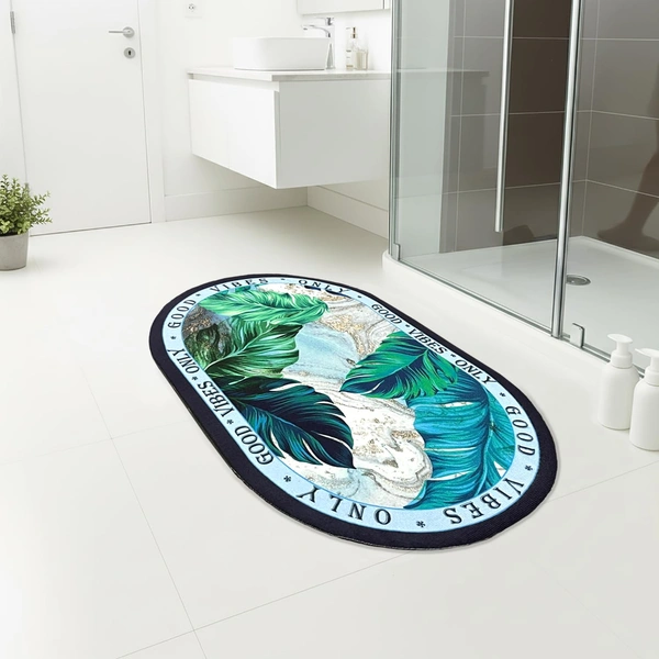 Luxe Home International Rubber Doormat Good Vibes Design Anti Slip Skid, Soft, Washable Door Mat for Home Entrance, Bathroom, Kitchen, Living Room, Office (35x58 cm) - 35x58, Multicolor