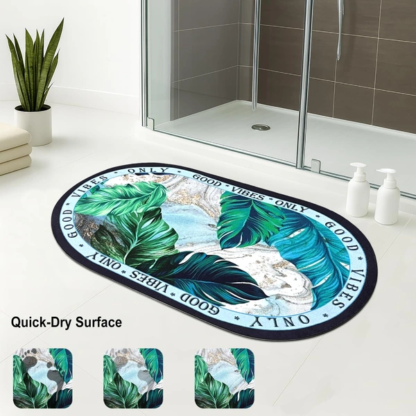 Luxe Home International Rubber Doormat Good Vibes Design Anti Slip Skid, Soft, Washable Door Mat for Home Entrance, Bathroom, Kitchen, Living Room, Office (35x58 cm) - 35x58, Multicolor