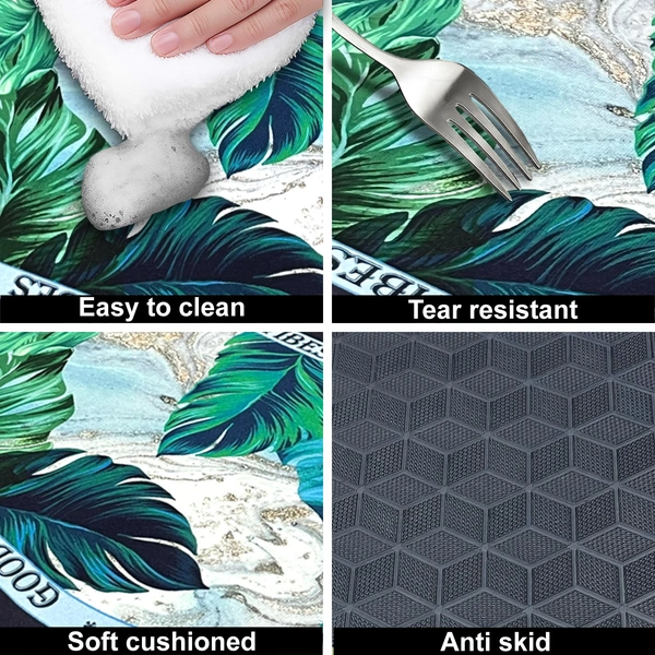 Luxe Home International Rubber Doormat Good Vibes Design Anti Slip Skid, Soft, Washable Door Mat for Home Entrance, Bathroom, Kitchen, Living Room, Office (35x58 cm) - 35x58, Multicolor