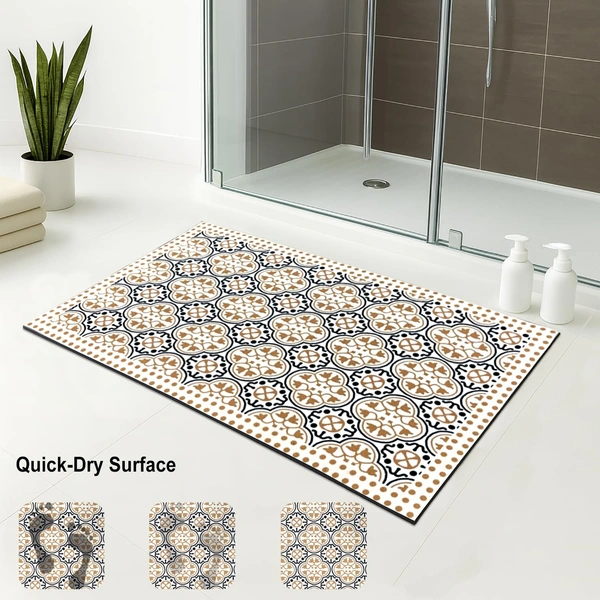 Luxe Home International Rubber Doormat Retro Design Anti Slip Skid, Soft, Washable Door Mat for Home Entrance, Bathroom, Kitchen, Living Room, Office (35x58 cm) - 35x58, Multicolor