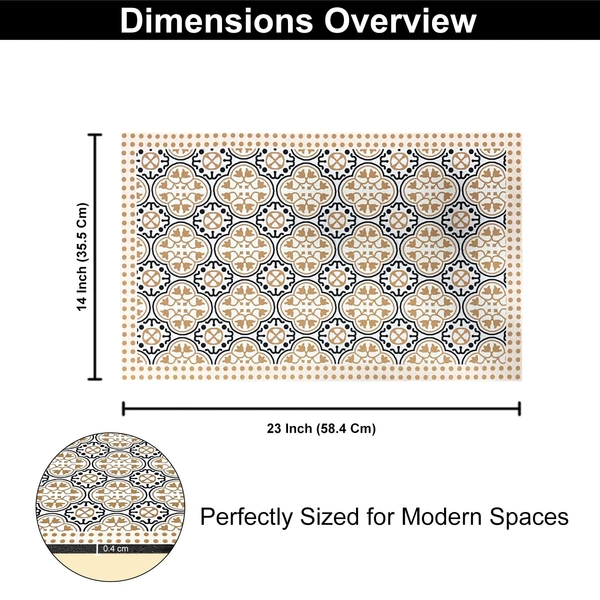 Luxe Home International Rubber Doormat Retro Design Anti Slip Skid, Soft, Washable Door Mat for Home Entrance, Bathroom, Kitchen, Living Room, Office (35x58 cm) - 35x58, Multicolor