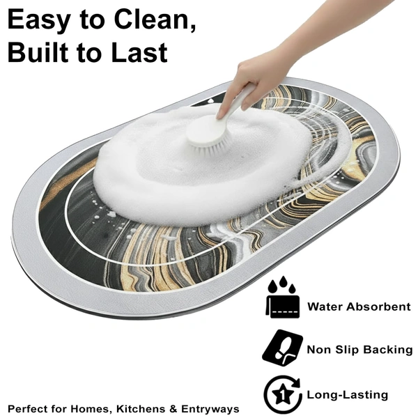 Luxe Home International Rubber Doormat Swirl Design Anti Slip Skid, Soft, Washable Door Mat for Home Entrance, Bathroom, Kitchen, Living Room, Office (35x58 cm) - 35x58, Multicolor