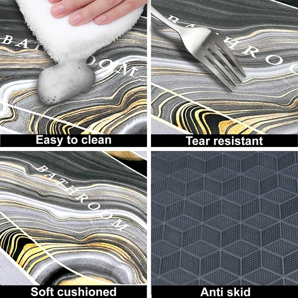 Luxe Home International Rubber Doormat Swirl Design Anti Slip Skid, Soft, Washable Door Mat for Home Entrance, Bathroom, Kitchen, Living Room, Office (35x58 cm) - 35x58, Multicolor