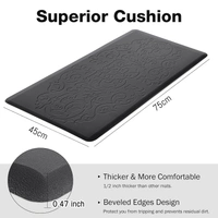 Luxe Home International Kitchen Mat Anti-Fatigue (45x75 cm) Floral Mat Black , Cushioned Support, Stylish and Durable, Easy to Clean, Non-Slip Bottom , Ideal for Kitchen, Desk, Laundry, Garage - 45x75 cm, Black