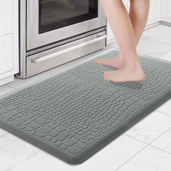 Luxe Home International Kitchen Mat Anti-Fatigue (45x75 cm) Textuer Grey , Cushioned Support, Stylish and Durable, Easy to Clean, Non-Slip Bottom , Ideal for Kitchen, Desk, Laundry, Garage - 45x75 cm, Grey