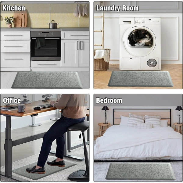 Luxe Home International Kitchen Mat Anti-Fatigue (45x75 cm) Textuer Grey , Cushioned Support, Stylish and Durable, Easy to Clean, Non-Slip Bottom , Ideal for Kitchen, Desk, Laundry, Garage - 45x75 cm, Grey