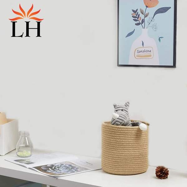 Luxe Home International Luxe Home Jute Planter Pots or Storing Basket For Storage In Kitchen Pantry Or Bedroom ( Brown, 6"x6", Pack of 3 ) - Brown