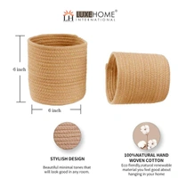 Luxe Home International Luxe Home Jute Planter Pots or Storing Basket For Storage In Kitchen Pantry Or Bedroom ( Brown, 6"x6", Pack of 3 ) - Brown