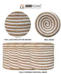 Luxe Home International Luxe Home Jute Planter Pots or Storing Basket For Storage In Kitchen Pantry Or Bedroom ( Stripe Brown, 6"x6", Pack of 3 ) - Stripe Brown