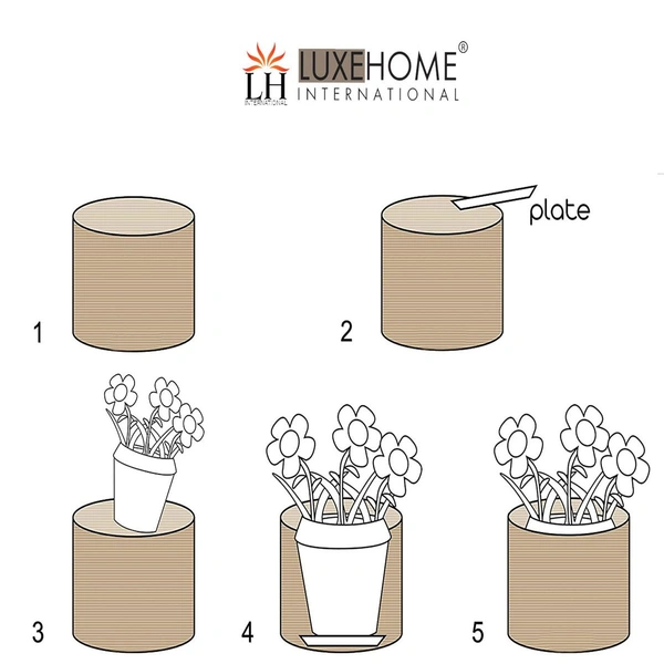 Luxe Home International Luxe Home Jute Planter Pots or Storing Basket For Storage In Kitchen Pantry Or Bedroom ( Stripe Brown, 6"x6", Pack of 3 ) - Stripe Brown