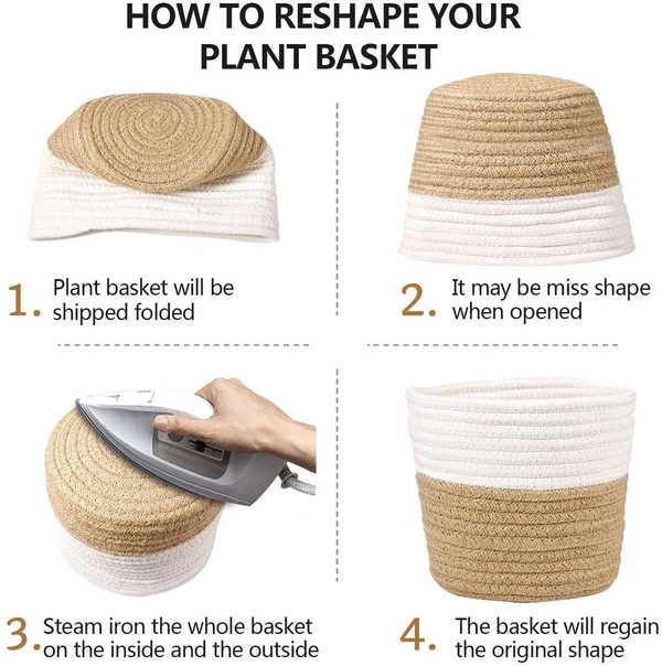 Luxe Home International Jute Planter Pots or Storing Basket For Storage In Kitchen Pantry Or Bedroom ( Mix, 6"x6", Pack of 3 ) - Mix