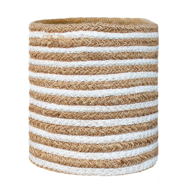 Luxe Home International Luxe Home Jute Planter Pots or Storing Basket For Storage In Kitchen Pantry Or Bedroom ( Stripe Brown, 6"x6", Pack of 1 ) - Stripe Brown
