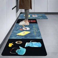 Luxe Home International Luxe Home Kitchen Mat Combo Beautiful and Happy Design Standing Desk Floor Mat Non Slip Kitchen Rugs, Comfort Runner Floor for Home Office, Sink & Laundry - Blue (116x36 & 58x36 cm PC-2) - 116x36 & 58x36 CM, Blue