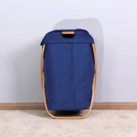 Luxe Home International Luxe Home Laundry Basket for Clothes, Premium Bamboo Big Storage Bag with Lid Multipurpose Used in Laundry Rooms, Bedrooms, Bathrooms (40x70 cm, Navy Blue) - X Big Laundry Basket 40x70 cm, Navy