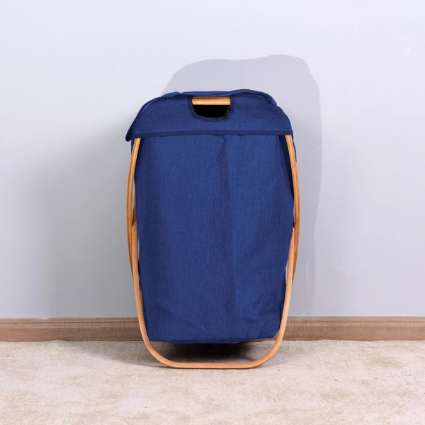 Luxe Home International Luxe Home Laundry Basket for Clothes, Premium Bamboo Big Storage Bag with Lid Multipurpose Used in Laundry Rooms, Bedrooms, Bathrooms (40x70 cm, Navy Blue) - X Big Laundry Basket 40x70 cm, Navy