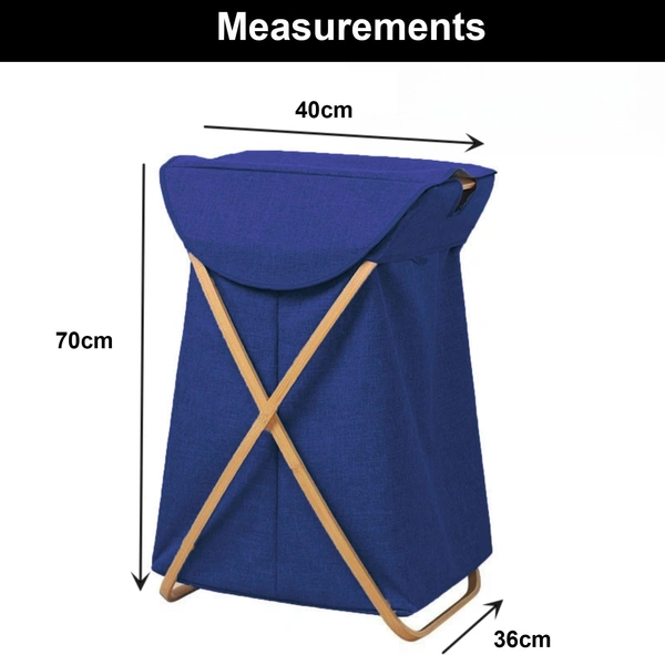 Luxe Home International Luxe Home Laundry Basket for Clothes, Premium Bamboo Big Storage Bag with Lid Multipurpose Used in Laundry Rooms, Bedrooms, Bathrooms (40x70 cm, Navy Blue) - X Big Laundry Basket 40x70 cm, Navy