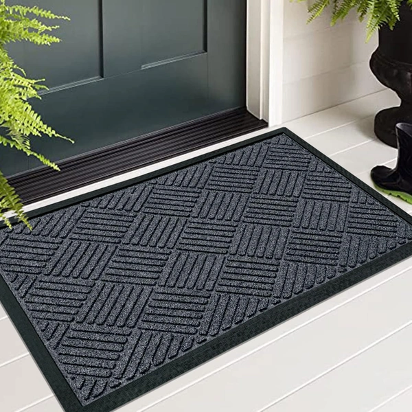 Luxe Home International Luxe Home Line Rubber Coir Door Mat Anti Slip Doormat for Indoor and Outdoor (Grey, 45cm x 75cm) - 45x75 cm, Grey