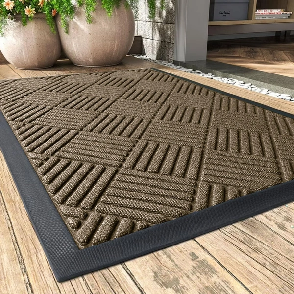 Luxe Home International Luxe Home Line Rubber Coir Door Mat Anti Slip Doormat for Indoor and Outdoor (Yellow, 45cm x 75cm) - 45x75 cm, Yellow
