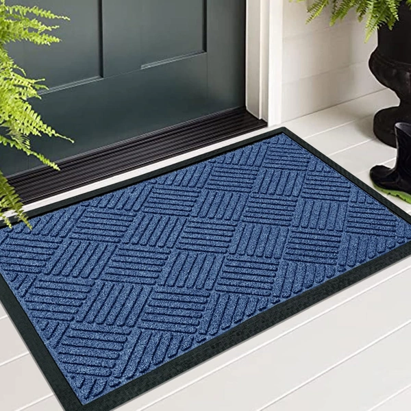 Luxe Home International Luxe Home Line Rubber Coir Door Mat Anti Slip Doormat for Indoor and Outdoor (Blue, 45cm x 75cm) - 45x75 cm, Blue