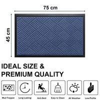 Luxe Home International Luxe Home Line Rubber Coir Door Mat Anti Slip Doormat for Indoor and Outdoor (Blue, 45cm x 75cm) - 45x75 cm, Blue