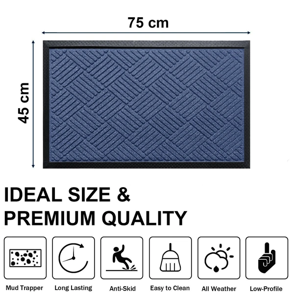 Luxe Home International Luxe Home Line Rubber Coir Door Mat Anti Slip Doormat for Indoor and Outdoor (Blue, 45cm x 75cm) - 45x75 cm, Blue