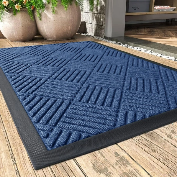 Luxe Home International Luxe Home Line Rubber Coir Door Mat Anti Slip Doormat for Indoor and Outdoor (Blue, 45cm x 75cm) - 45x75 cm, Blue