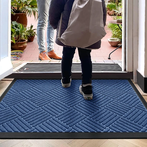 Luxe Home International Luxe Home Line Rubber Coir Door Mat Anti Slip Doormat for Indoor and Outdoor (Blue, 45cm x 75cm) - 45x75 cm, Blue