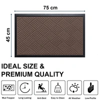 Luxe Home International Luxe Home Line Rubber Coir Door Mat Anti Slip Doormat for Indoor and Outdoor (Brown, 45cm x 75cm) - 45x75 cm, Brown