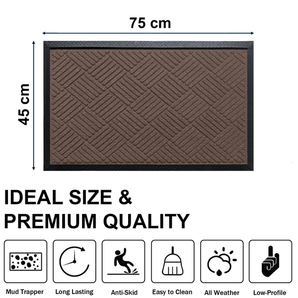 Luxe Home International Luxe Home Line Rubber Coir Door Mat Anti Slip Doormat for Indoor and Outdoor (Brown, 45cm x 75cm) - 45x75 cm, Brown