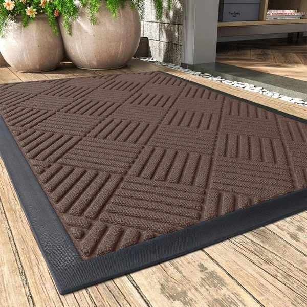 Luxe Home International Luxe Home Line Rubber Coir Door Mat Anti Slip Doormat for Indoor and Outdoor (Brown, 45cm x 75cm) - 45x75 cm, Brown