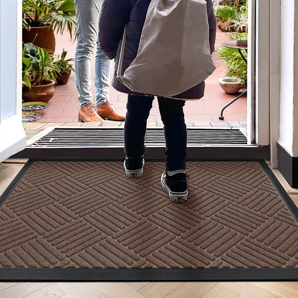 Luxe Home International Luxe Home Line Rubber Coir Door Mat Anti Slip Doormat for Indoor and Outdoor (Brown, 45cm x 75cm) - 45x75 cm, Brown