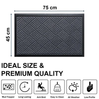 Luxe Home International Luxe Home Line Rubber Coir Door Mat Anti Slip Doormat for Indoor and Outdoor (Grey, 45cm x 75cm) - 45x75 cm, Grey