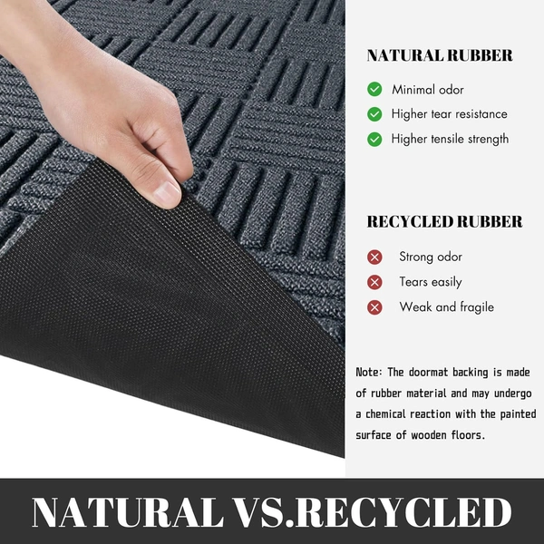 Luxe Home International Luxe Home Line Rubber Coir Door Mat Anti Slip Doormat for Indoor and Outdoor (Grey, 45cm x 75cm) - 45x75 cm, Grey