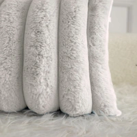 Luxe Home International Luxe Home Luxurious Plush Cushion Covers Pack of 2, 16x16 Inch, Soft Stripe Rabbit Fur Decorative Cushion Covers for Sofa, Chair, Bed, and Bedroom - Ideal for Kids, Cozy - Beige - Cushion Covers (Pack of 2), Beige