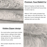 Luxe Home International Luxe Home Luxurious Plush Cushion Covers Pack of 2, 16x16 Inch, Soft Stripe Rabbit Fur Decorative Cushion Covers for Sofa, Chair, Bed, and Bedroom - Ideal for Kids, Cozy - Beige - Cushion Covers (Pack of 2), Beige
