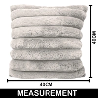 Luxe Home International Luxe Home Luxurious Plush Cushion Covers Pack of 2, 16x16 Inch, Soft Stripe Rabbit Fur Decorative Cushion Covers for Sofa, Chair, Bed, and Bedroom - Ideal for Kids, Cozy - Beige - Cushion Covers (Pack of 2), Beige