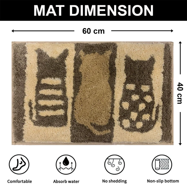 Luxe Home International Macau Cat Bath Mat (40x60 cm) Super Soft Microfiber, Anti Slip Backing, Washable Bathroom Mat Perfect for Bedroom - Chocolate - 40x60 cm, chocolate