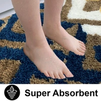 Luxe Home International Luxe Home Macau Diamond Bath Mat (40x60 cm) Super Soft Microfiber, Anti Slip Backing, Washable Bathroom Mat Perfect for Bedroom - Taupe - 40x60 cm, Taupe