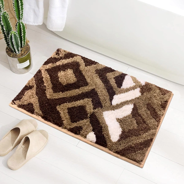 Luxe Home International Luxe Home Macau Diamond Bath Mat (40x60 cm) Super Soft Microfiber, Anti Slip Backing, Washable Bathroom Mat Perfect for Bedroom - Chocolate - 40x60 cm, Chocolate