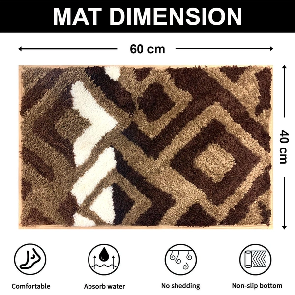 Luxe Home International Luxe Home Macau Diamond Bath Mat (40x60 cm) Super Soft Microfiber, Anti Slip Backing, Washable Bathroom Mat Perfect for Bedroom - Chocolate - 40x60 cm, Chocolate