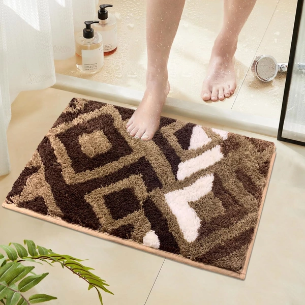 Luxe Home International Luxe Home Macau Diamond Bath Mat (40x60 cm) Super Soft Microfiber, Anti Slip Backing, Washable Bathroom Mat Perfect for Bedroom - Chocolate - 40x60 cm, Chocolate