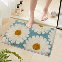 Luxe Home International Luxe Home Macau Flower Bath Mat (40x60 cm) Super Soft Microfiber, Anti Slip Backing, Washable Bathroom Mat Perfect for Bedroom - Aqua - 40x60 cm, Aqua
