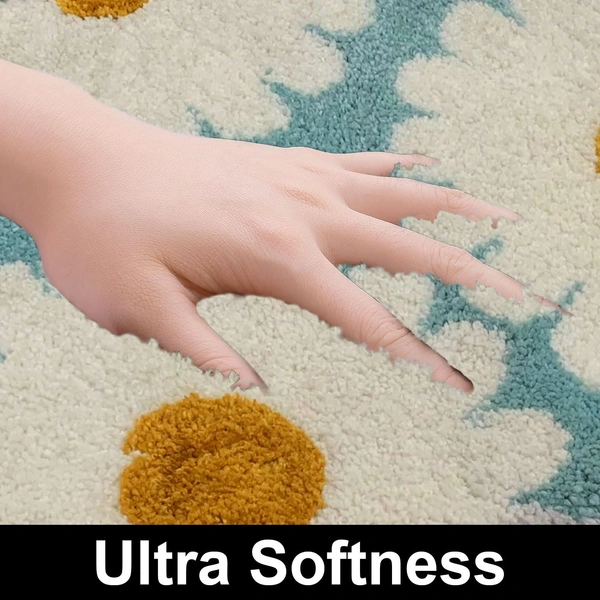 Luxe Home International Luxe Home Macau Flower Bath Mat (40x60 cm) Super Soft Microfiber, Anti Slip Backing, Washable Bathroom Mat Perfect for Bedroom - Aqua - 40x60 cm, Aqua