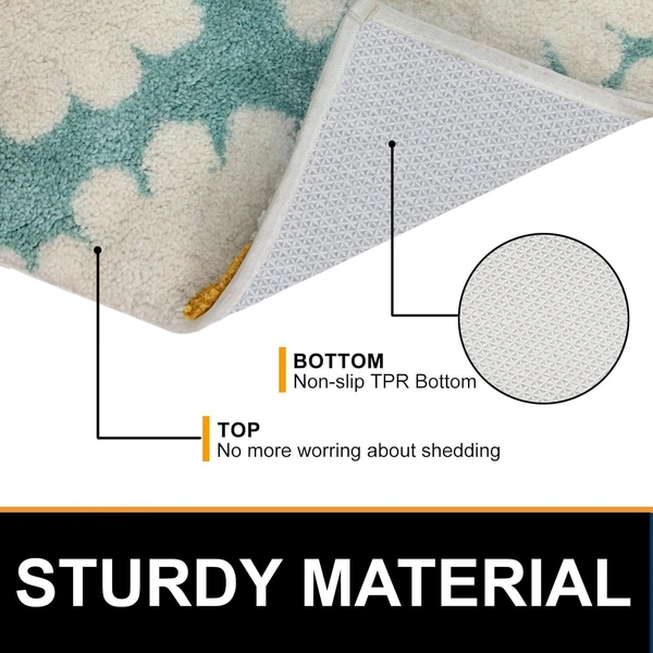 Luxe Home International Luxe Home Macau Flower Bath Mat (40x60 cm) Super Soft Microfiber, Anti Slip Backing, Washable Bathroom Mat Perfect for Bedroom - Aqua - 40x60 cm, Aqua