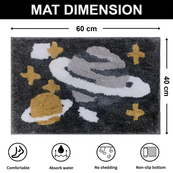 Luxe Home International Luxe Home Macau Planet Bath Mat (40x60 cm) Super Soft Microfiber, Anti Slip Backing, Washable Bathroom Mat Perfect for Bedroom - Silver - 40x60 cm, Silver