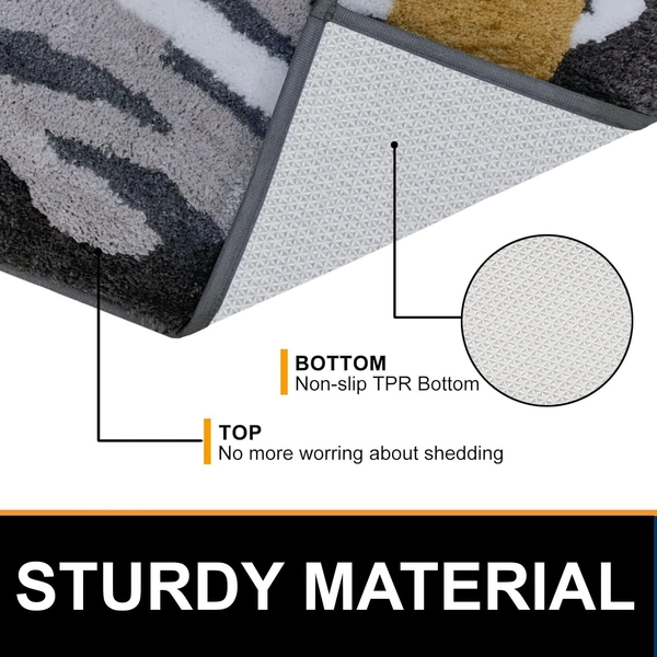 Luxe Home International Luxe Home Macau Planet Bath Mat (40x60 cm) Super Soft Microfiber, Anti Slip Backing, Washable Bathroom Mat Perfect for Bedroom - Silver - 40x60 cm, Silver