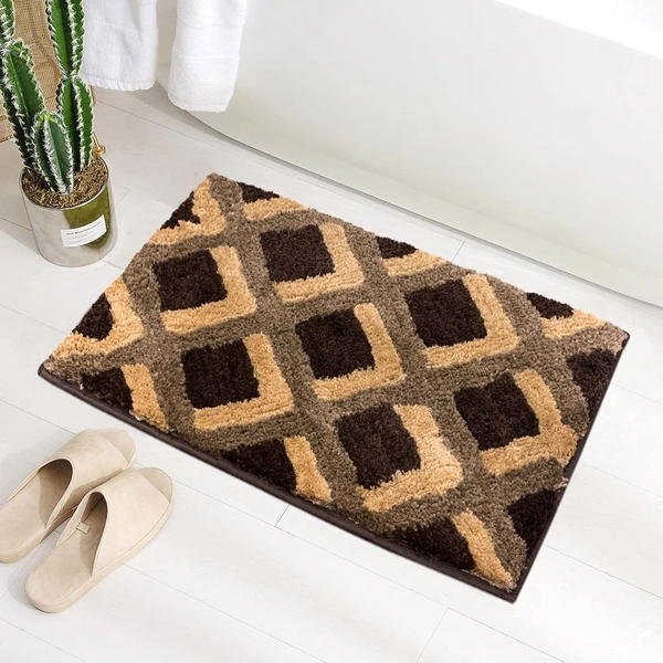 Luxe Home International Luxe Home Macau Square Bath Mat (40x60 cm) Super Soft Microfiber, Anti Slip Backing, Washable Bathroom Mat Perfect for Bedroom - Chocolate - 40x60 cm, Chocolate